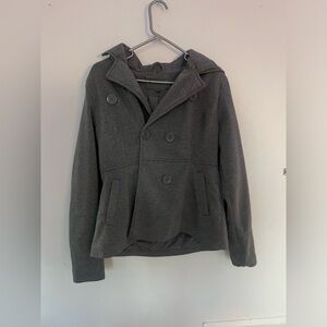 Gray button over jacket